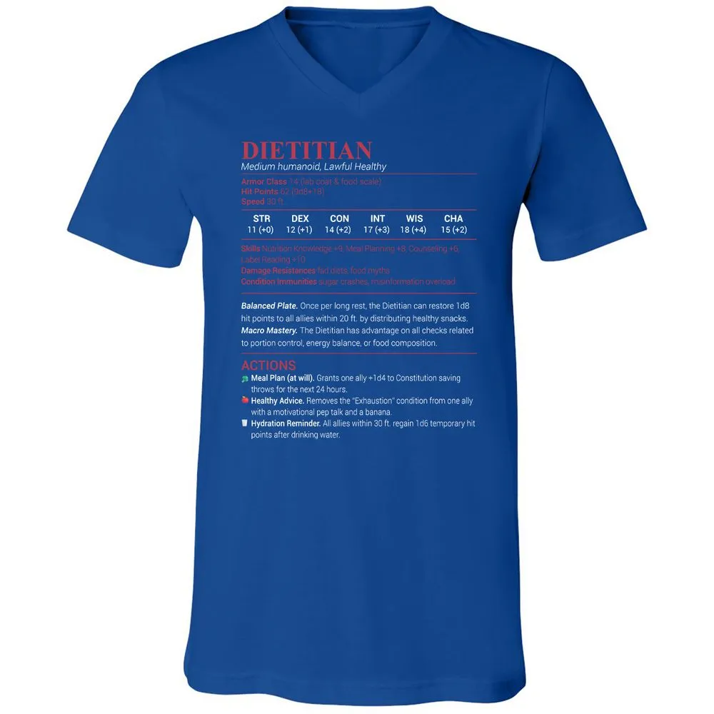 Dietitian Unisex V-Neck T-Shirt - True Royal - 4