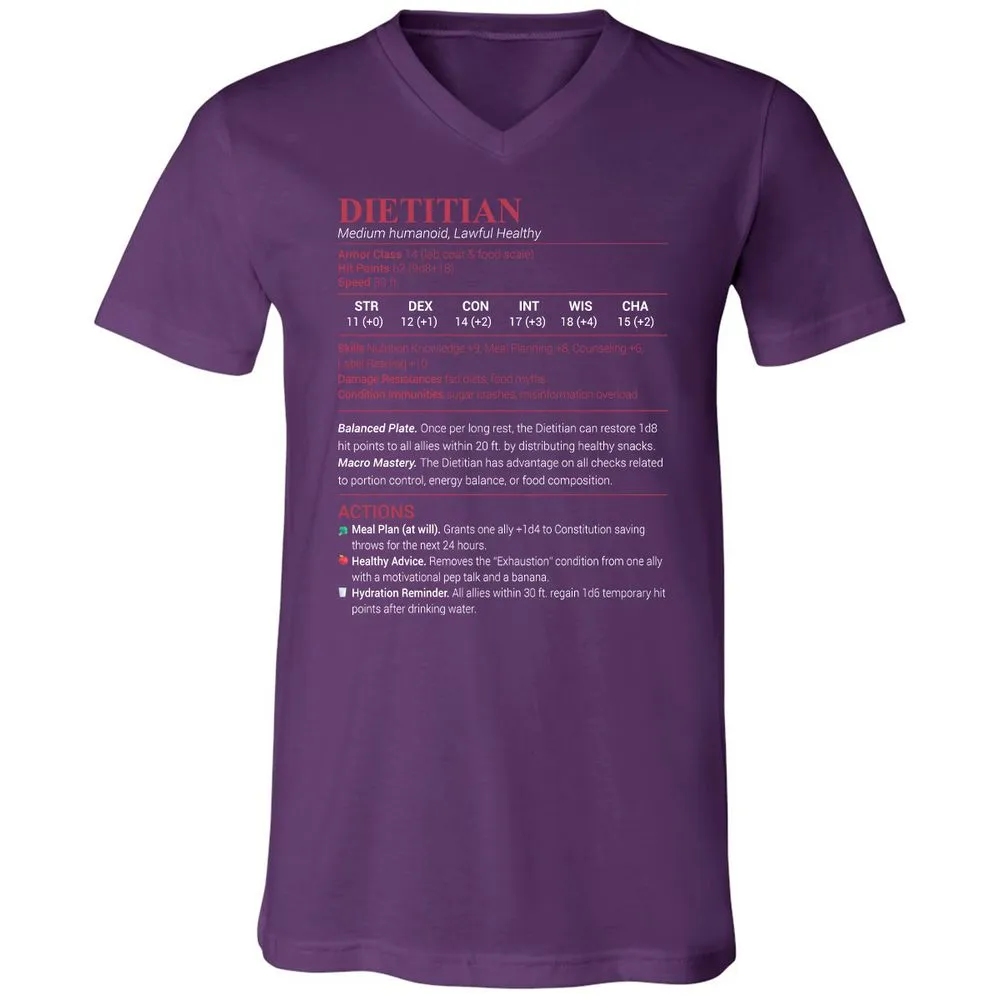 Dietitian Unisex V-Neck T-Shirt - Team Purple - 9