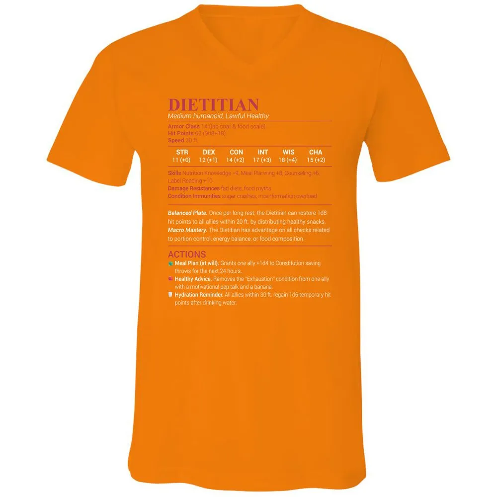 Dietitian Unisex V-Neck T-Shirt - Orange - 11