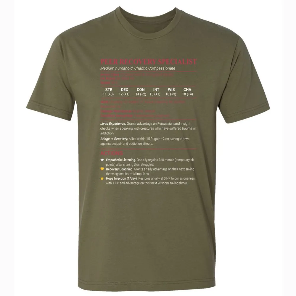 Peer Recovery Specialist Premium Unisex T-Shirt - Military Green - 5