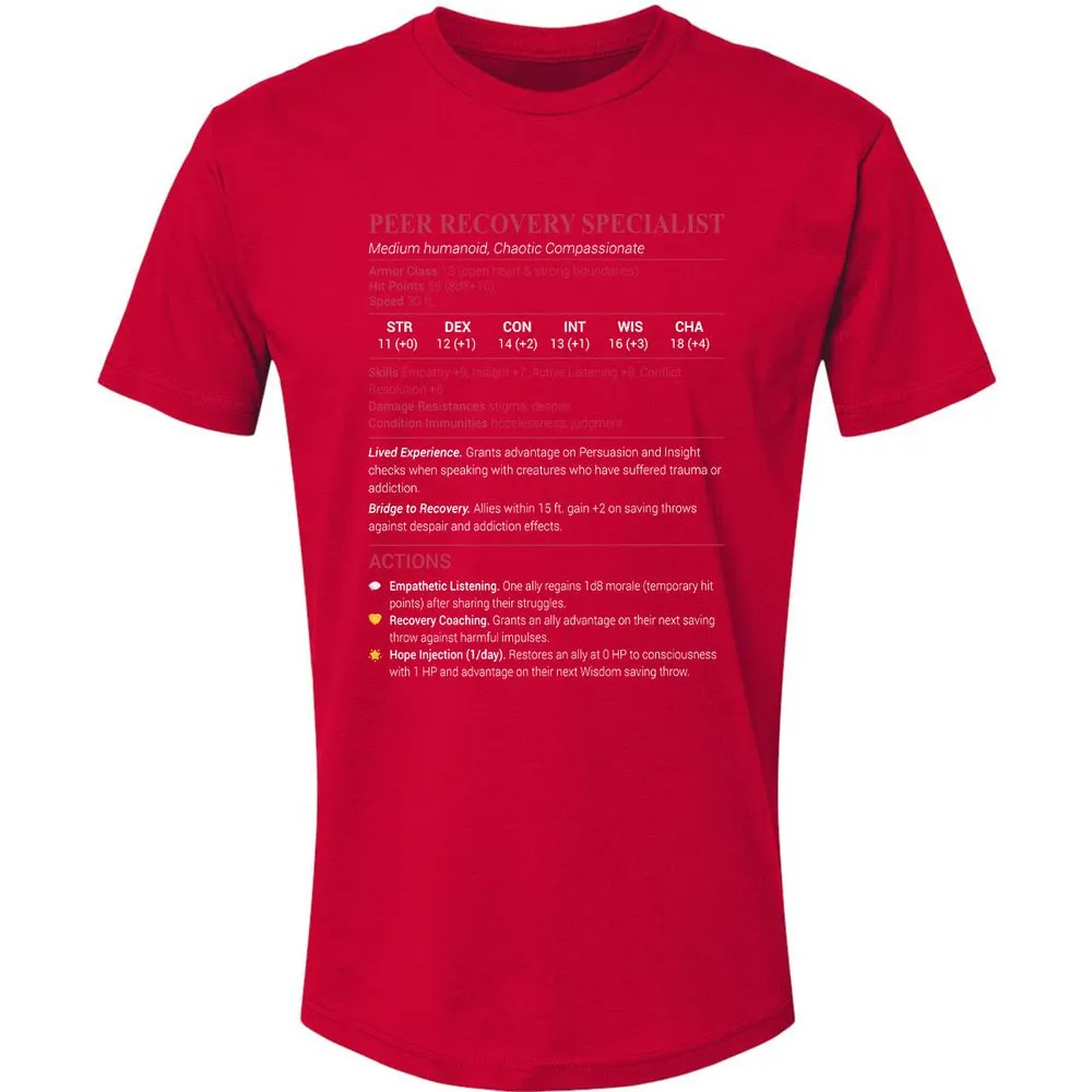 Peer Recovery Specialist Premium Unisex T-Shirt - Red - 6