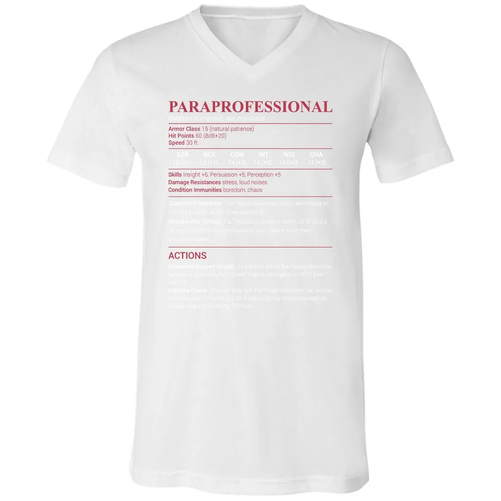 Paraprofessional Unisex V-Neck T-Shirt - White - 5