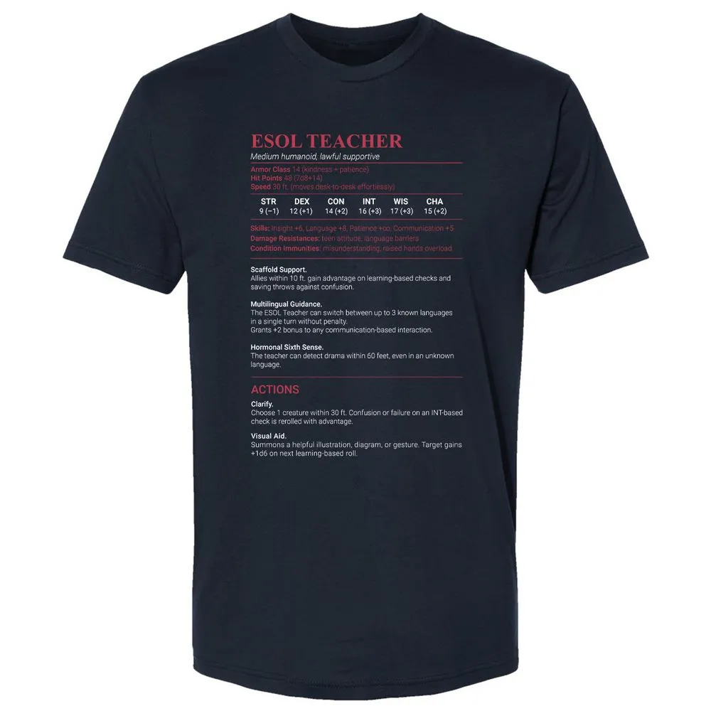 ESOL Teacher Premium Unisex T-Shirt - Midnight Navy - 2