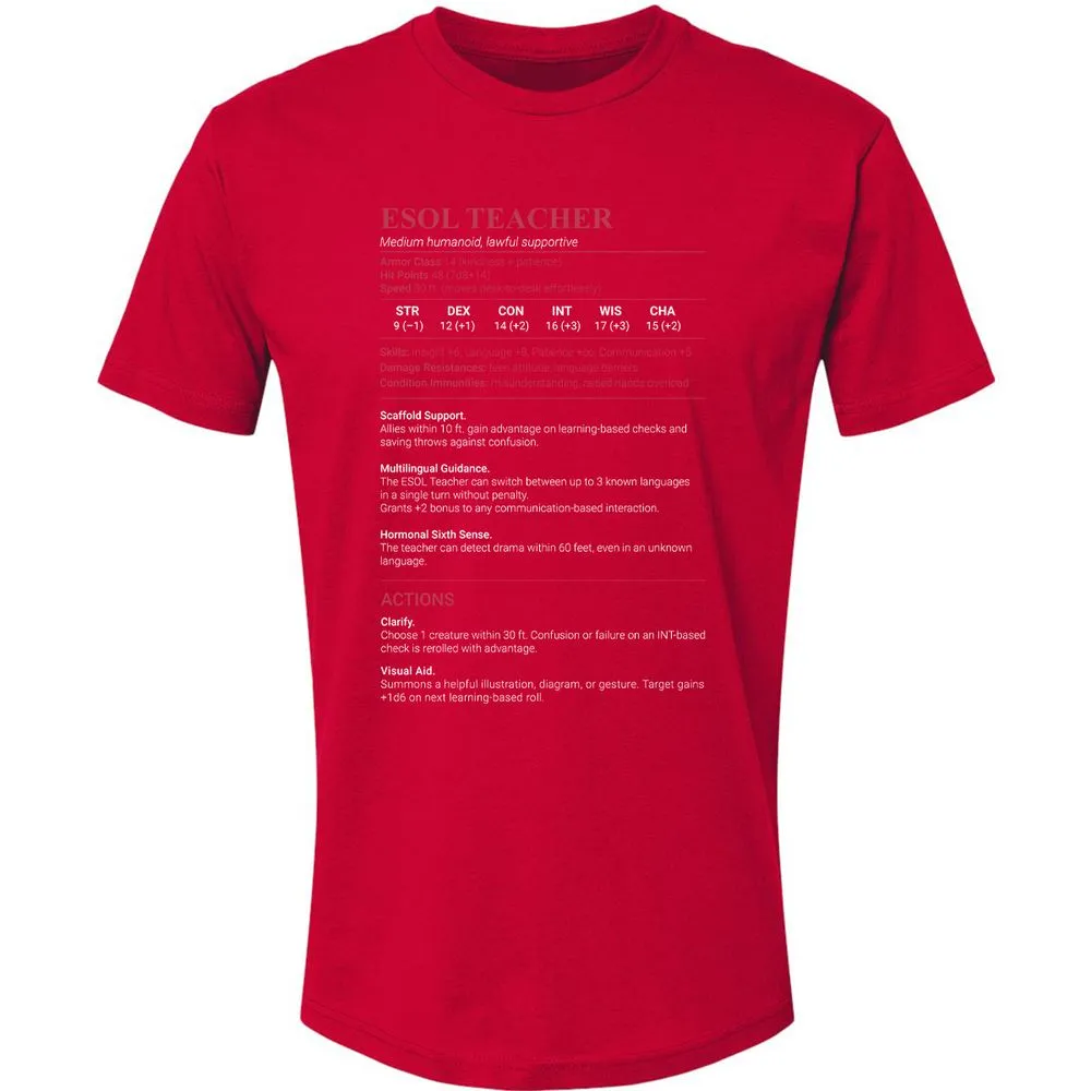ESOL Teacher Premium Unisex T-Shirt - Red - 6