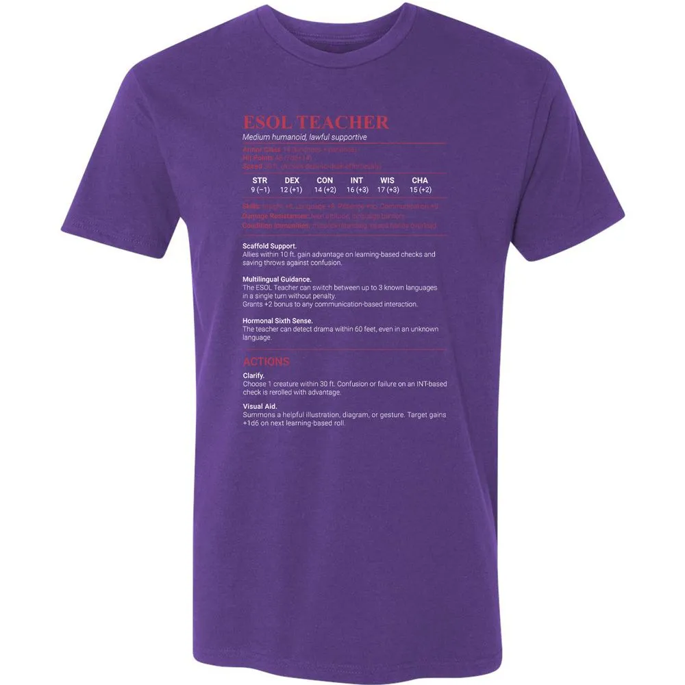 ESOL Teacher Premium Unisex T-Shirt - Purple Rush - 7