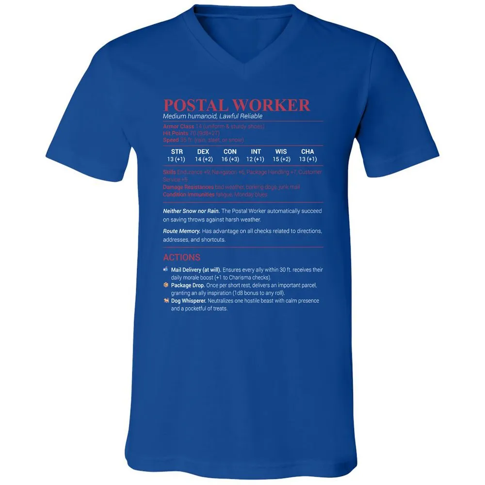 Postal Worker Unisex V-Neck T-Shirt - True Royal - 4
