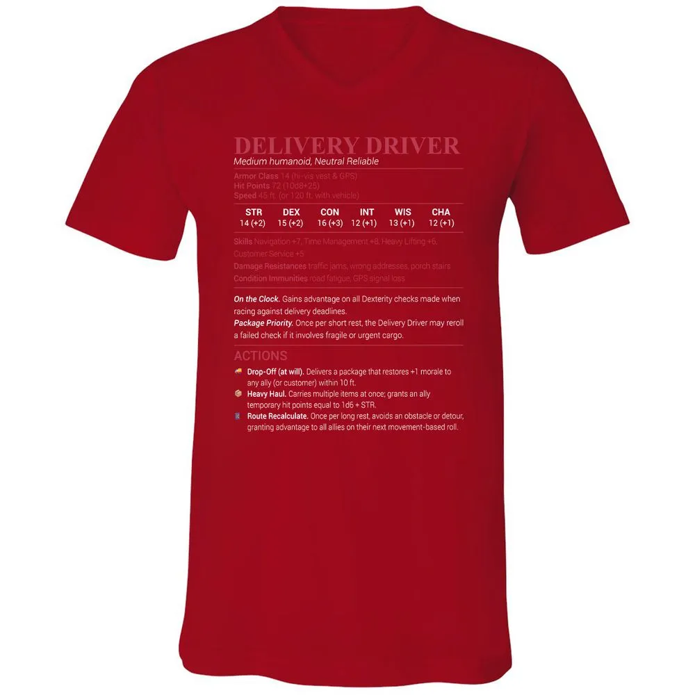 Delivery Driver Unisex V-Neck T-Shirt - Red - 3
