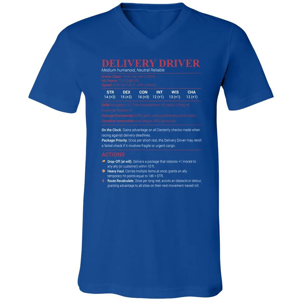 Delivery Driver Unisex V-Neck T-Shirt - True Royal - 4