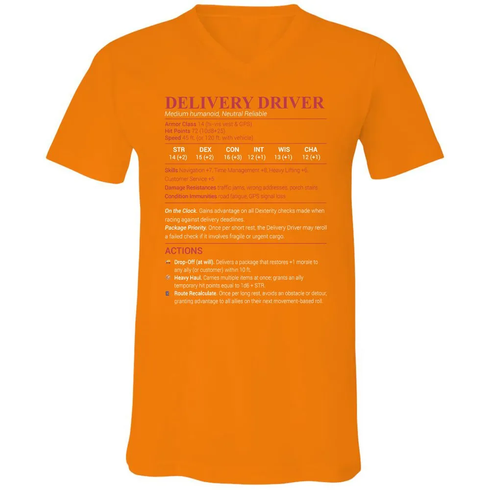 Delivery Driver Unisex V-Neck T-Shirt - Orange - 11