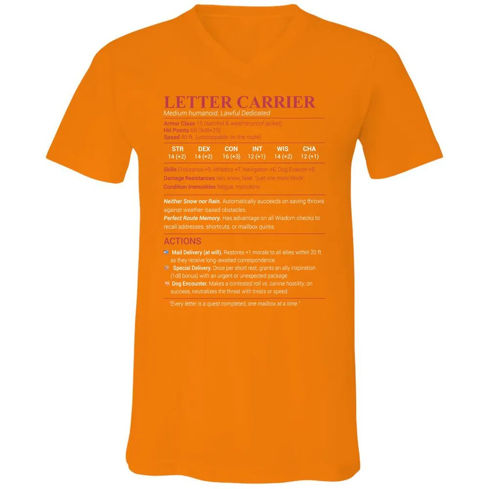 Letter Carrier Unisex V-Neck T-Shirt - Orange - 11