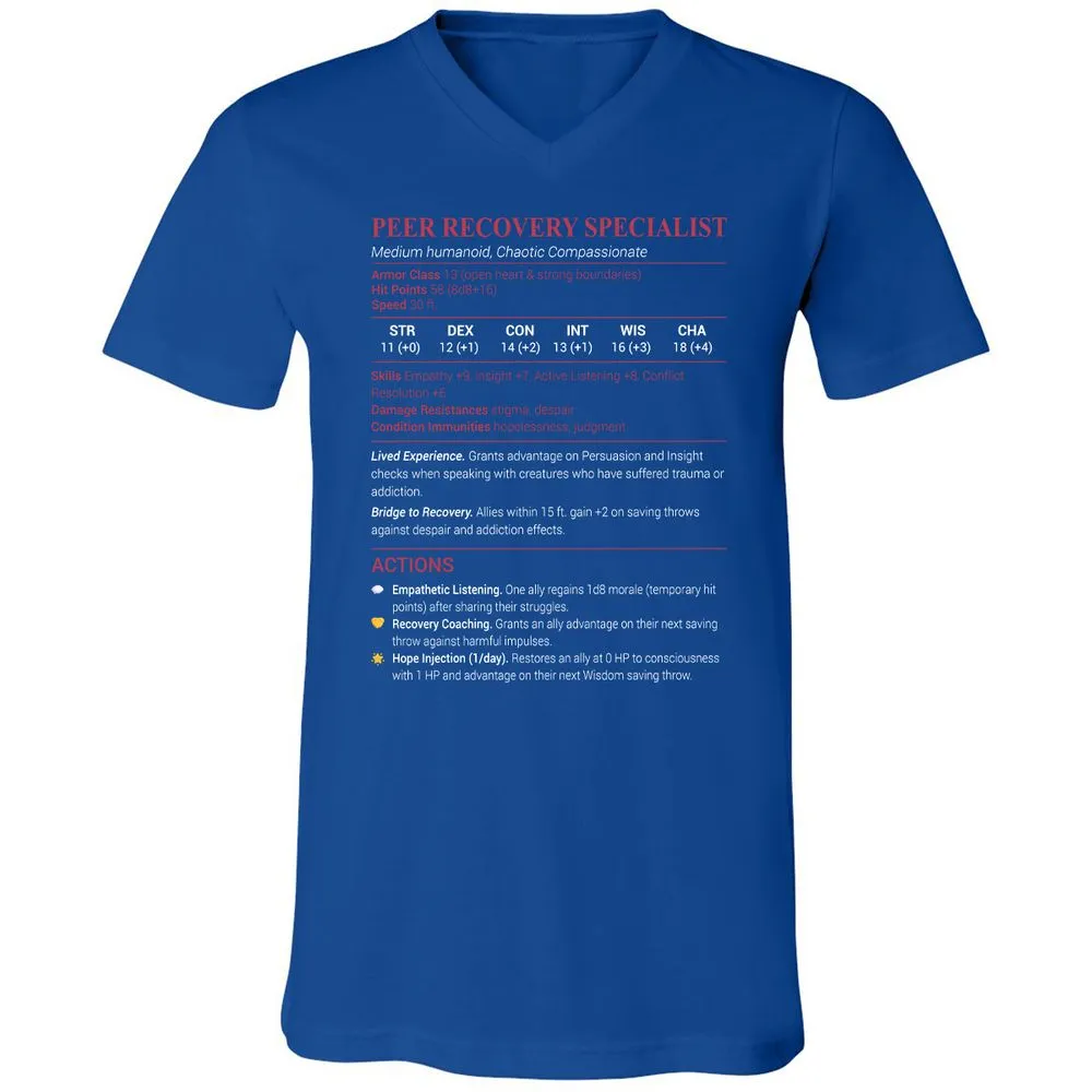 Peer Recovery Specialist Unisex V-Neck T-Shirt - True Royal - 4
