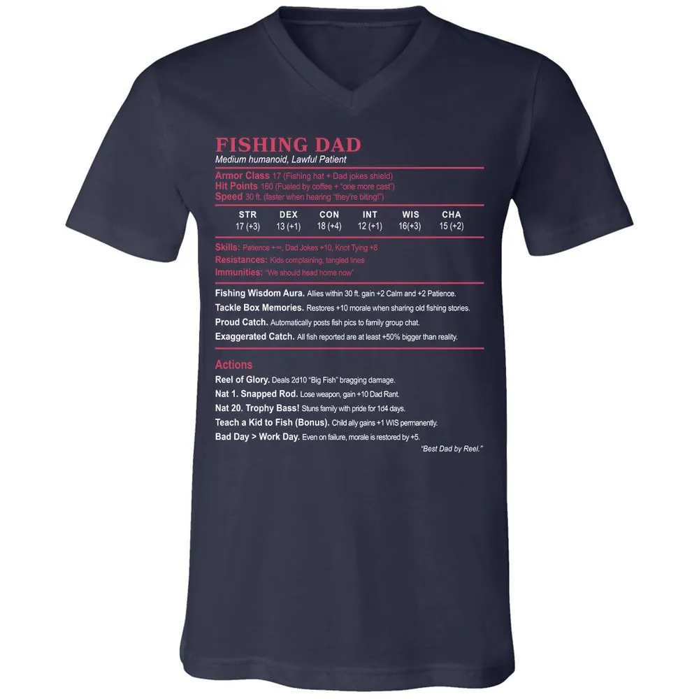 FISHING DAD Unisex V-Neck T-Shirt - Navy - 2