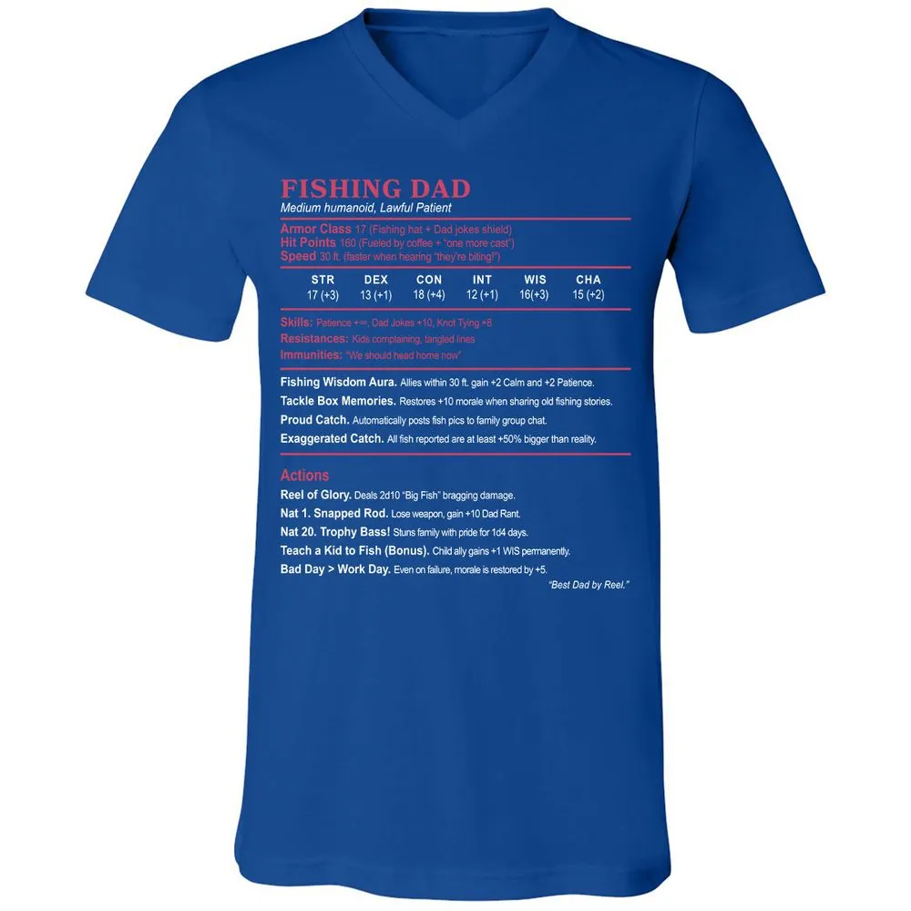 FISHING DAD Unisex V-Neck T-Shirt - True Royal - 4