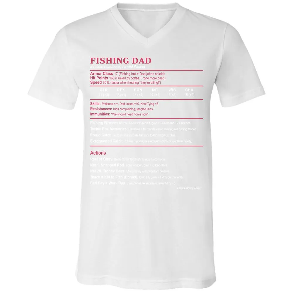FISHING DAD Unisex V-Neck T-Shirt - White - 5