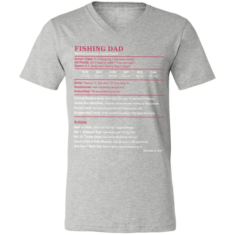FISHING DAD Unisex V-Neck T-Shirt - Athletic Heather - 7