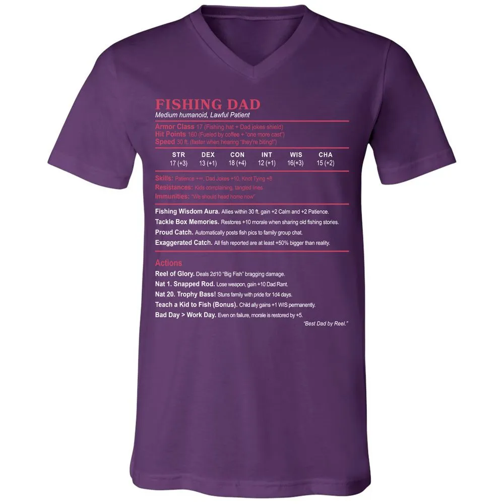 FISHING DAD Unisex V-Neck T-Shirt - Team Purple - 9