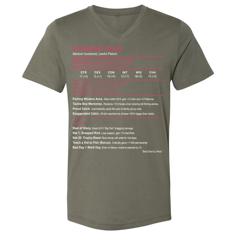 FISHING DAD Unisex V-Neck T-Shirt - Military Green - 10