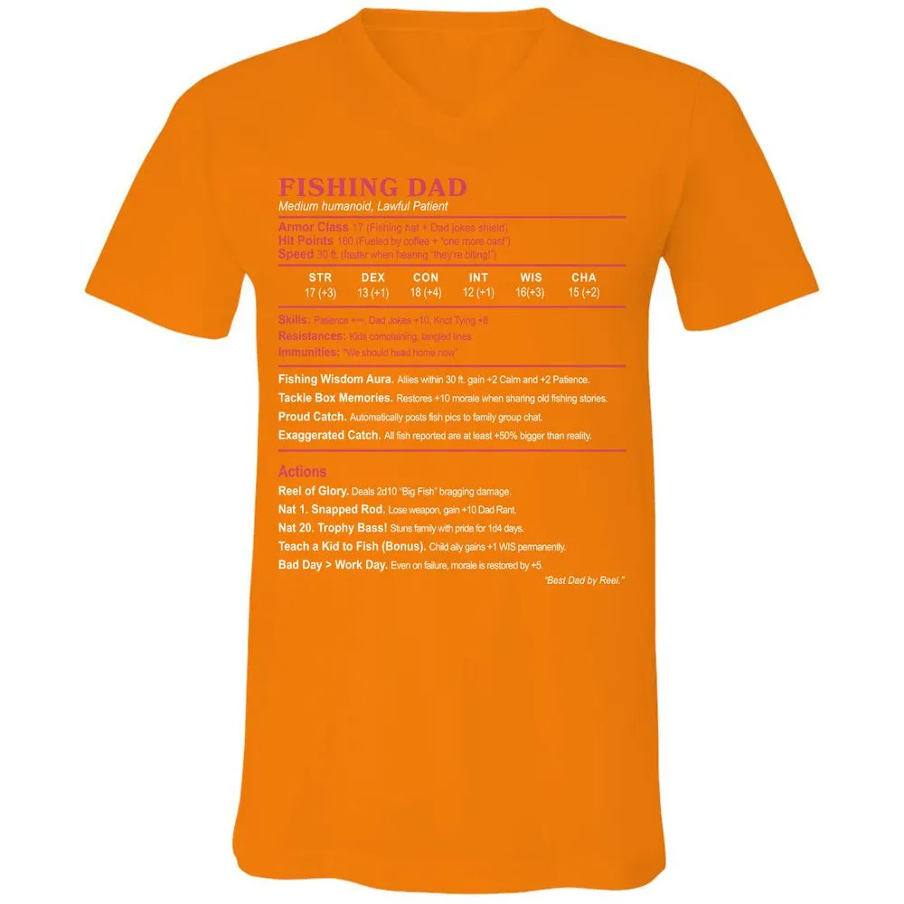 FISHING DAD Unisex V-Neck T-Shirt - Orange - 11