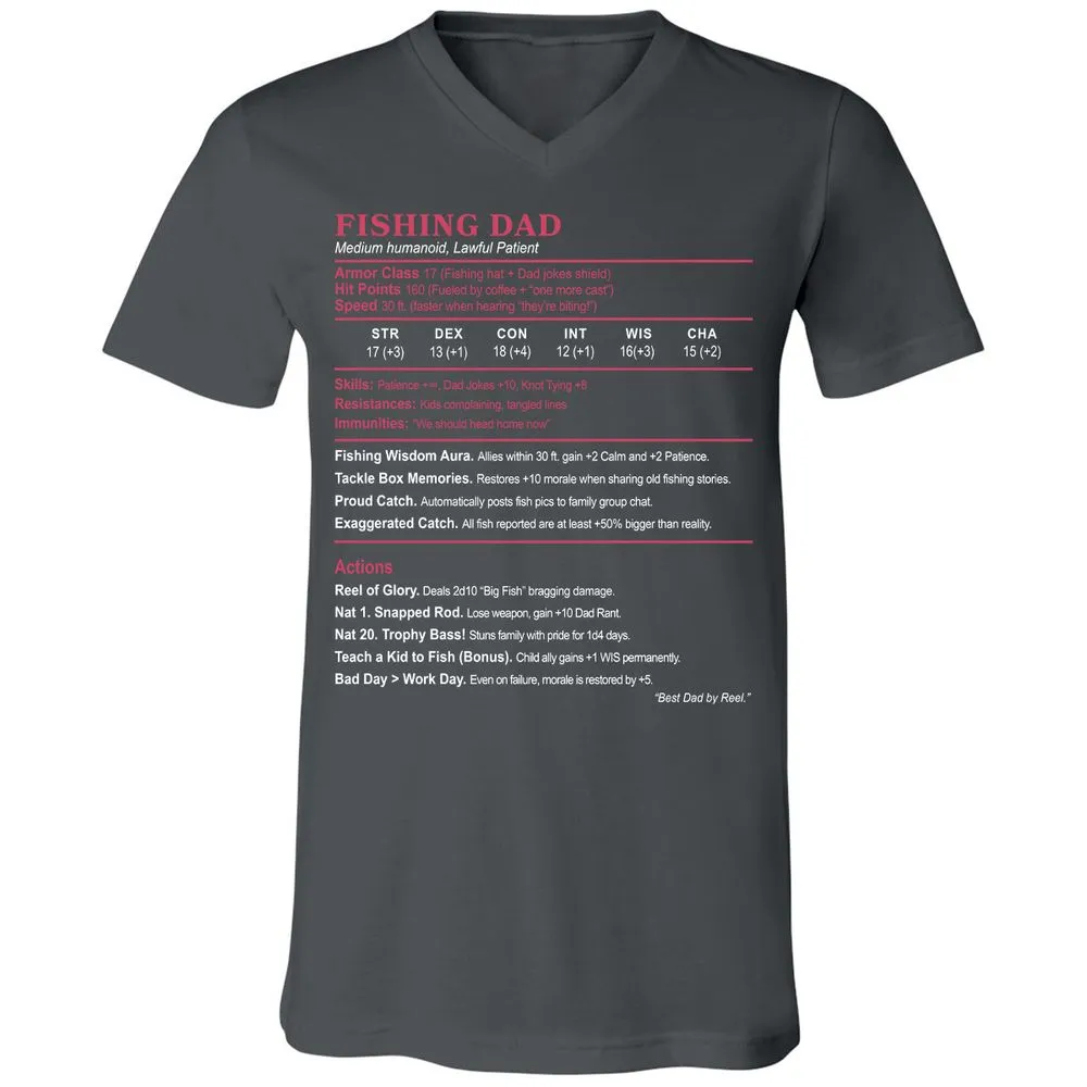 FISHING DAD Unisex V-Neck T-Shirt - Asphalt - 12