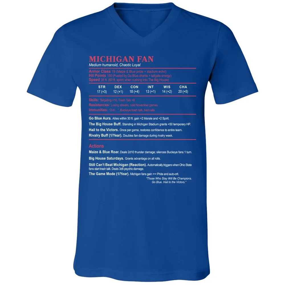 MICHIGAN FAN Unisex V-Neck T-Shirt - True Royal - 4