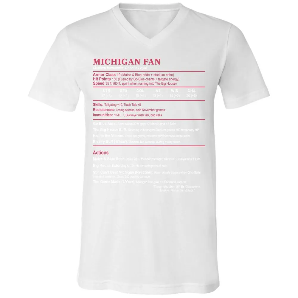 MICHIGAN FAN Unisex V-Neck T-Shirt - White - 5