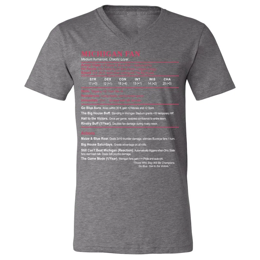 MICHIGAN FAN Unisex V-Neck T-Shirt - Deep Heather - 13