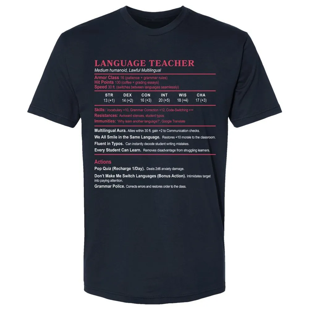 Language Teacher Premium Unisex T-Shirt - Midnight Navy - 2