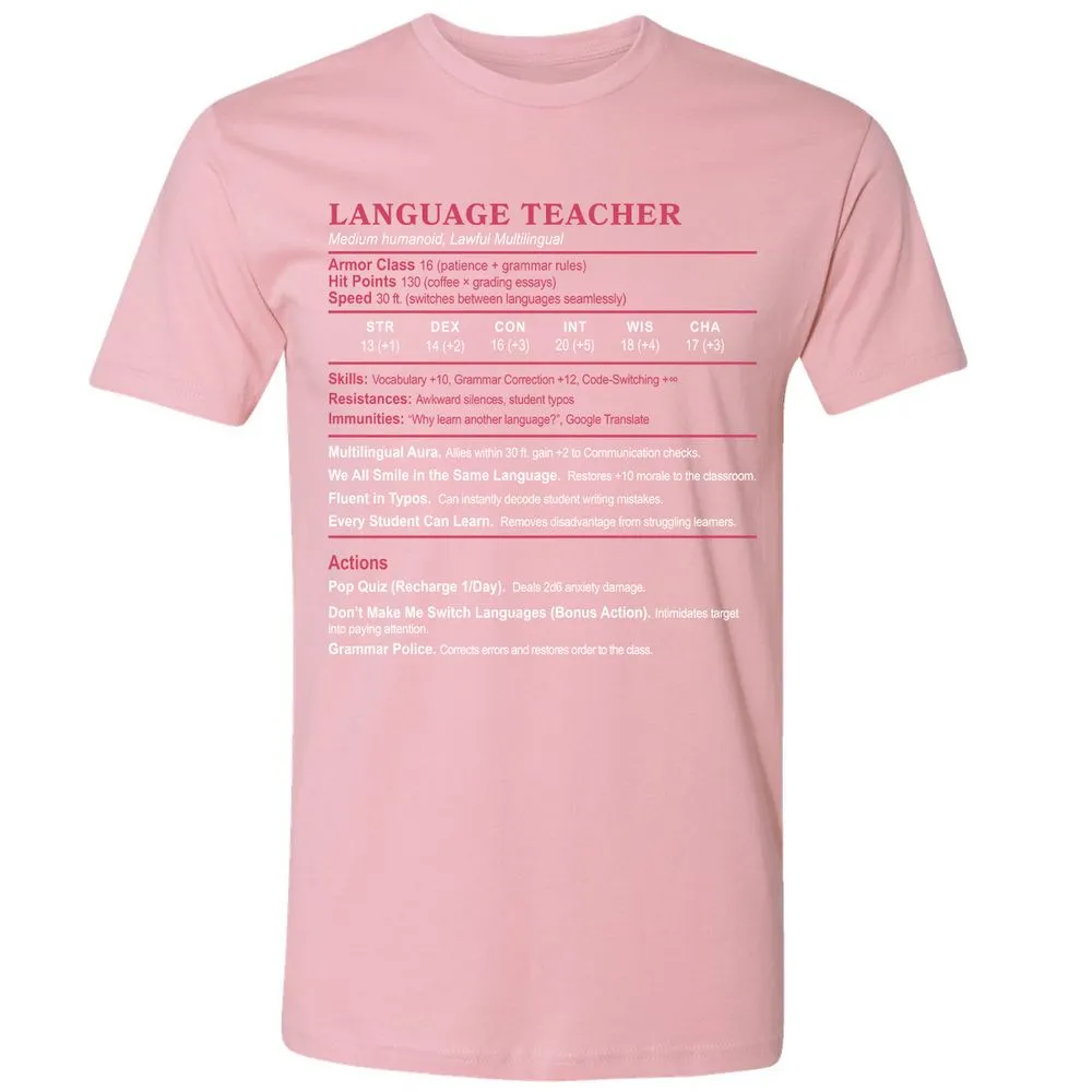 Language Teacher Premium Unisex T-Shirt - Light Pink - 3