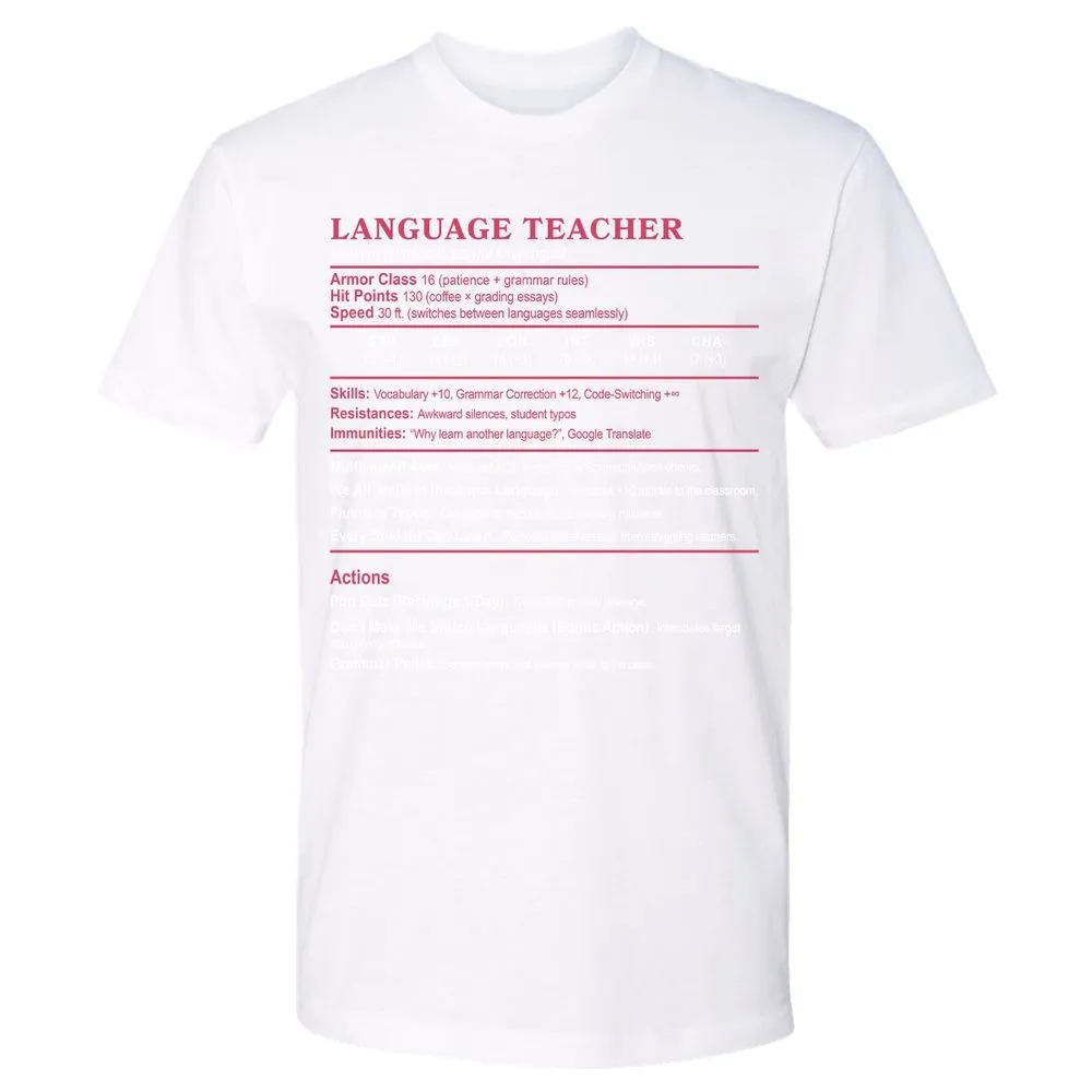 Language Teacher Premium Unisex T-Shirt - White - 4