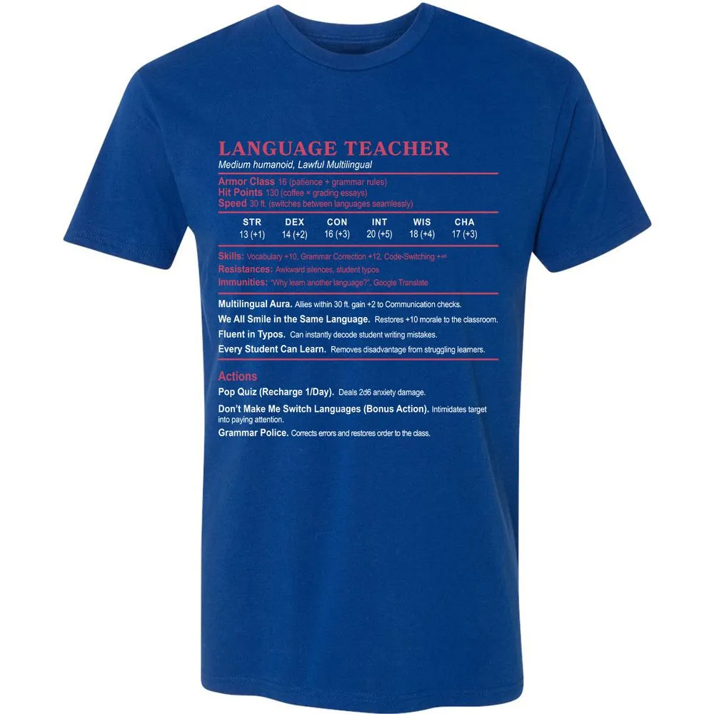 Language Teacher Premium Unisex T-Shirt - Royal - 10