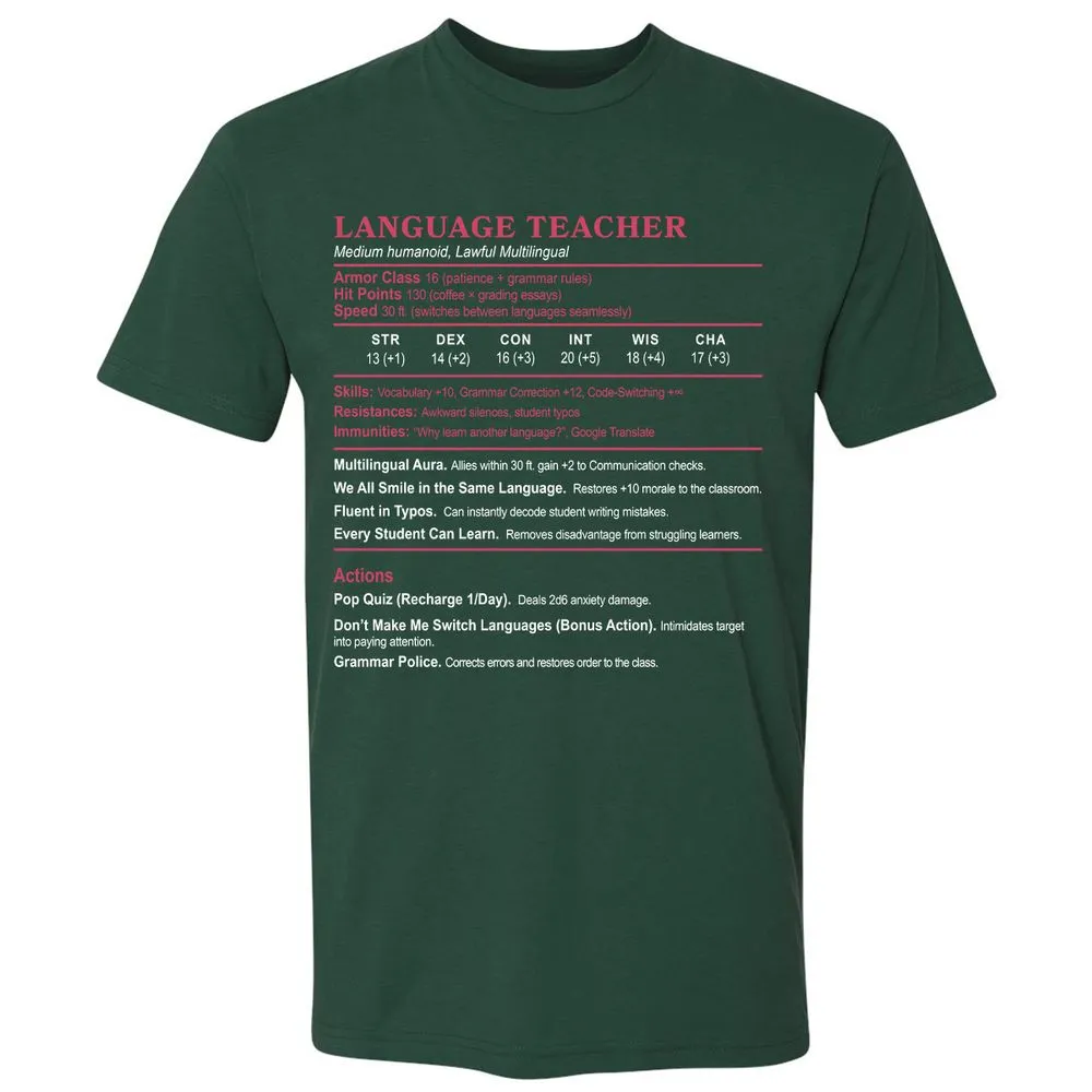 Language Teacher Premium Unisex T-Shirt - Forest Green - 13