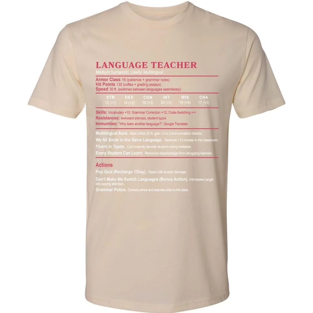 Language Teacher Premium Unisex T-Shirt - Cream - 14