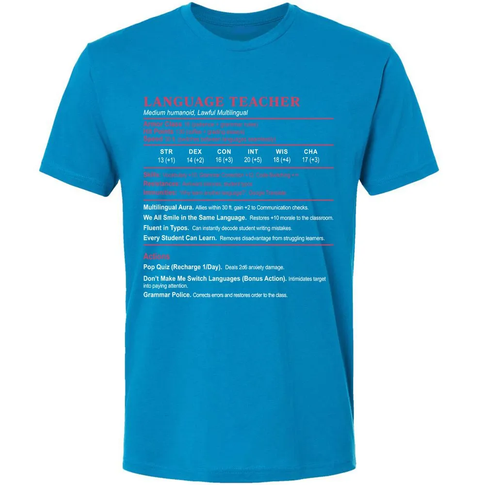 Language Teacher Premium Unisex T-Shirt - Turquoise - 16
