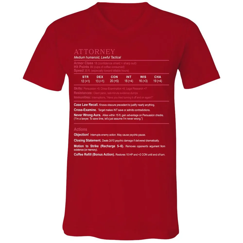 Attorney Unisex V-Neck T-Shirt - Red - 3