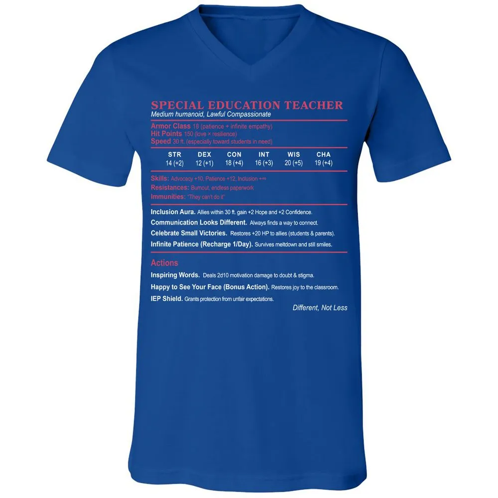 Special Education Teacher Unisex V-Neck T-Shirt - True Royal - 4