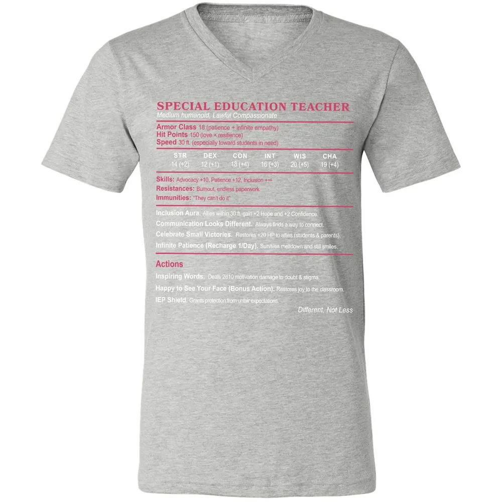 Special Education Teacher Unisex V-Neck T-Shirt - Athletic Heather - 7