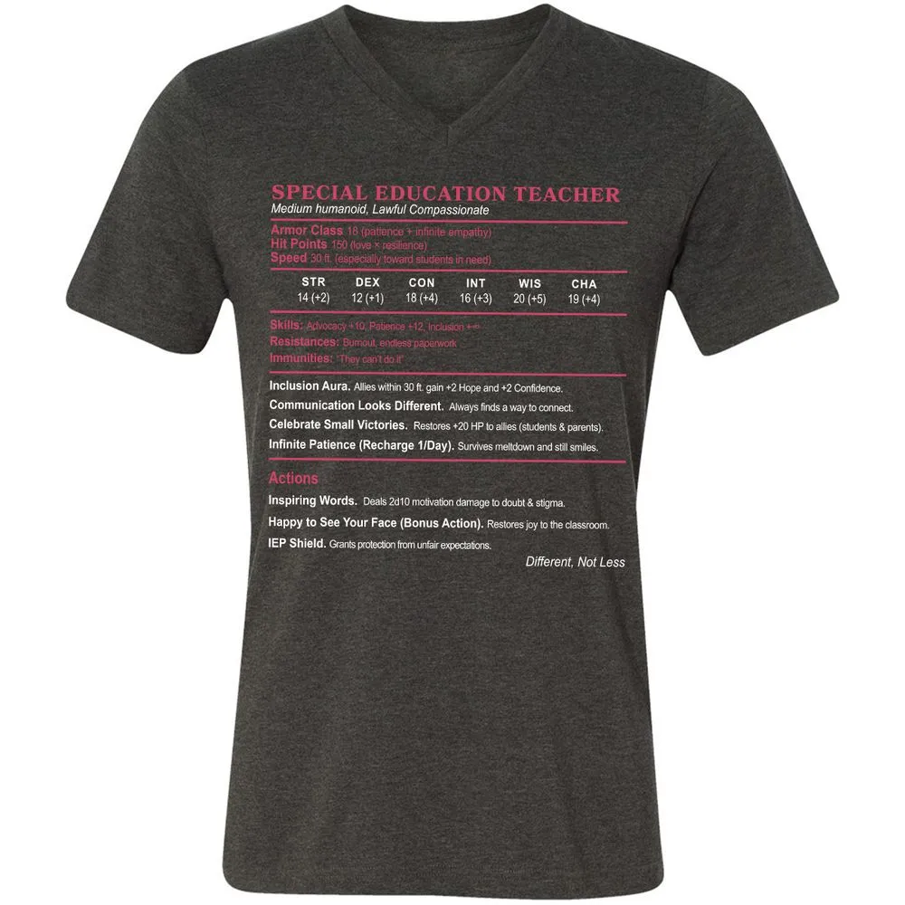 Special Education Teacher Unisex V-Neck T-Shirt - Dark Grey Heather - 8