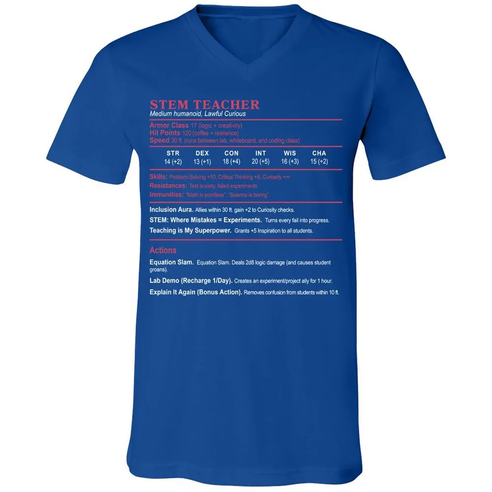 STEM TEACHER Unisex V-Neck T-Shirt - True Royal - 4