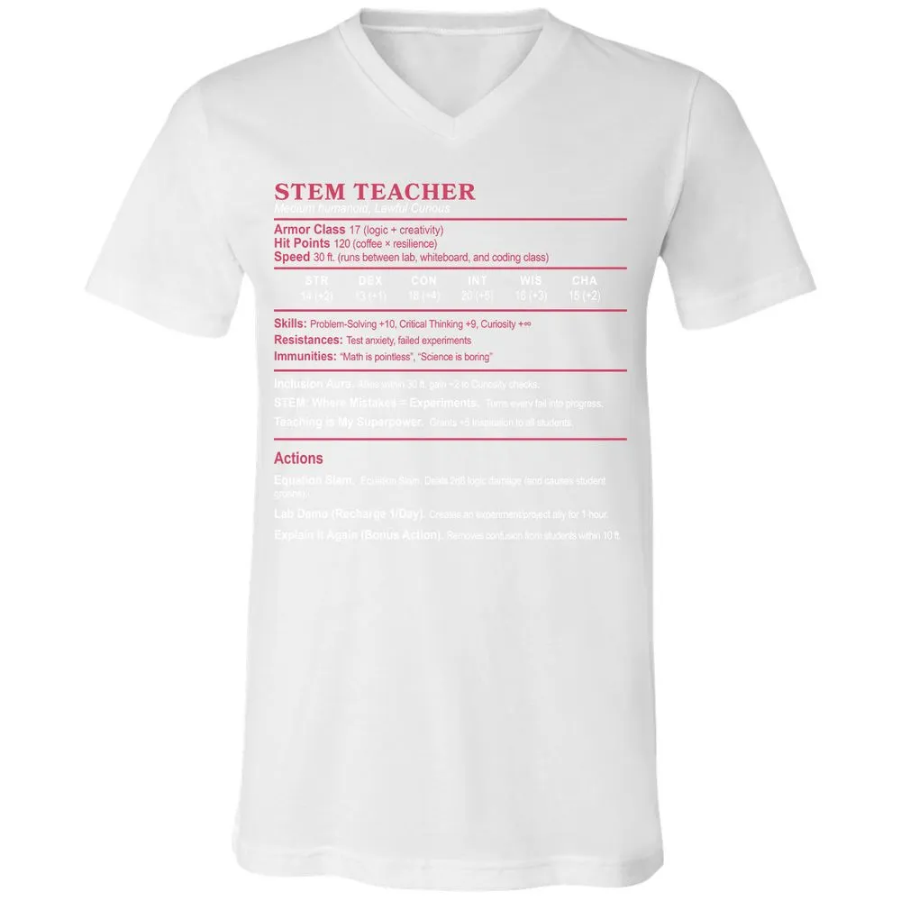 STEM TEACHER Unisex V-Neck T-Shirt - White - 5
