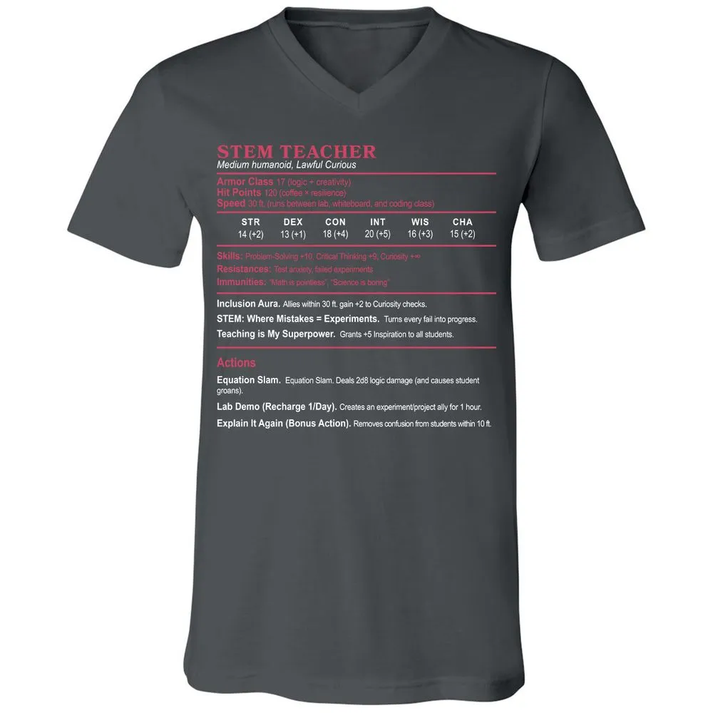 STEM TEACHER Unisex V-Neck T-Shirt - Asphalt - 12
