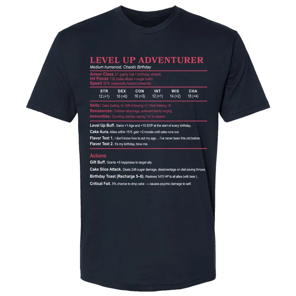 Level Up Adventurer Premium Unisex T-Shirt - Midnight Navy - 2