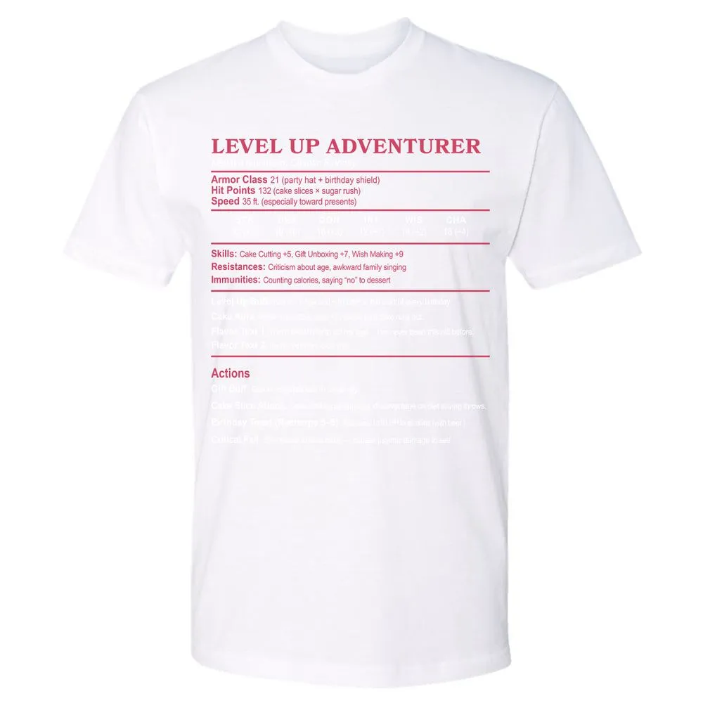Level Up Adventurer Premium Unisex T-Shirt - White - 4