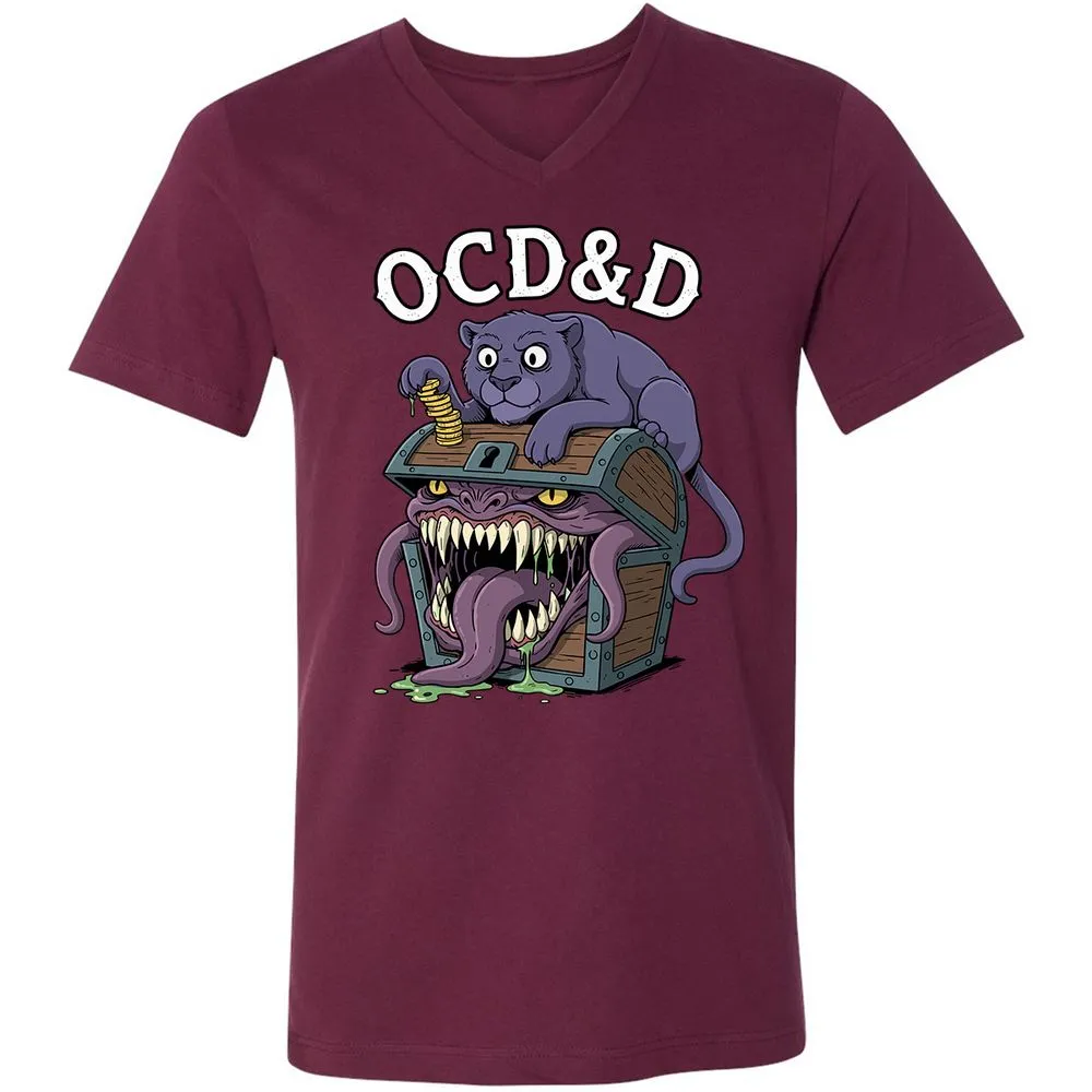OCD&D Unisex V-Neck T-Shirt - Maroon - 6