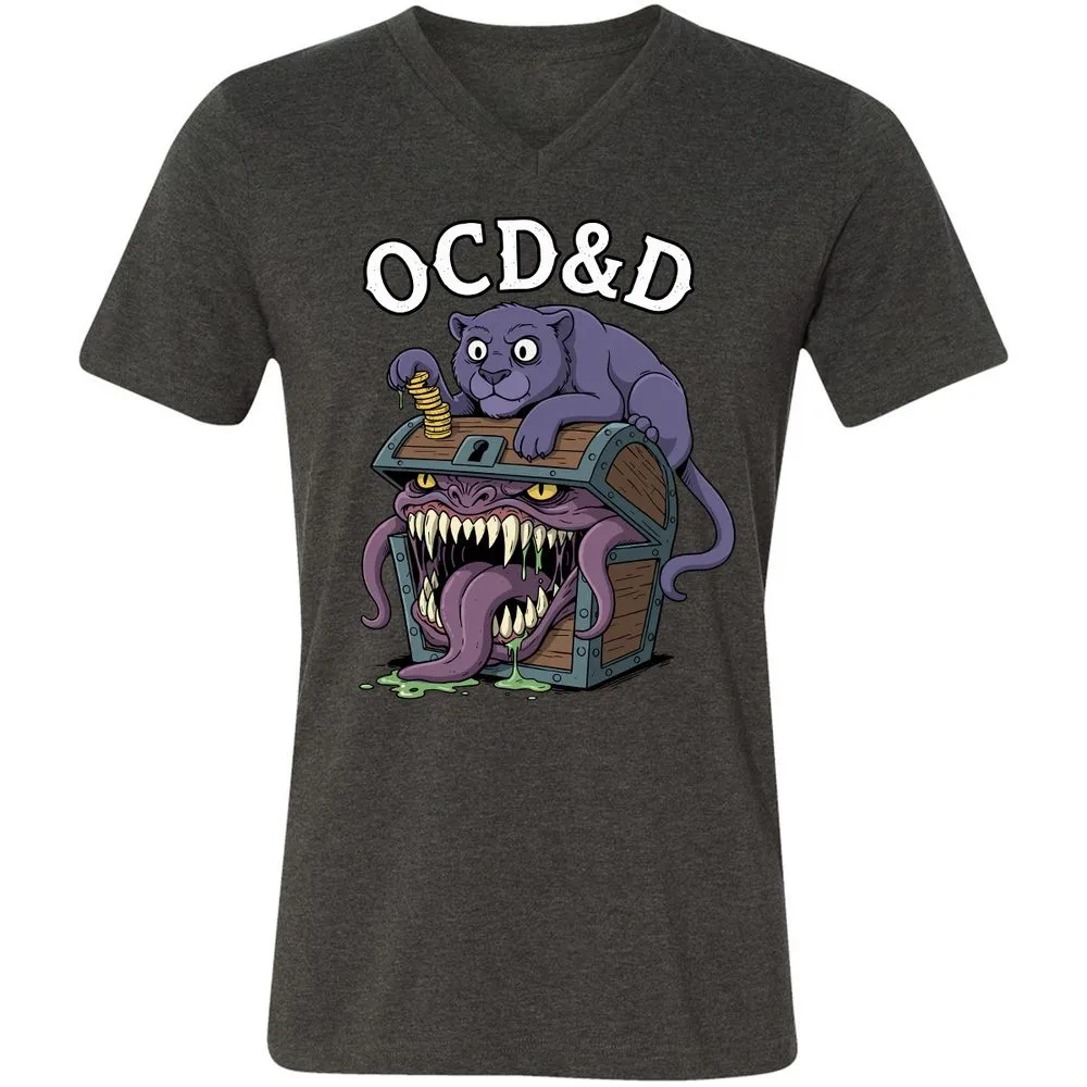 OCD&D Unisex V-Neck T-Shirt - Dark Grey Heather - 8
