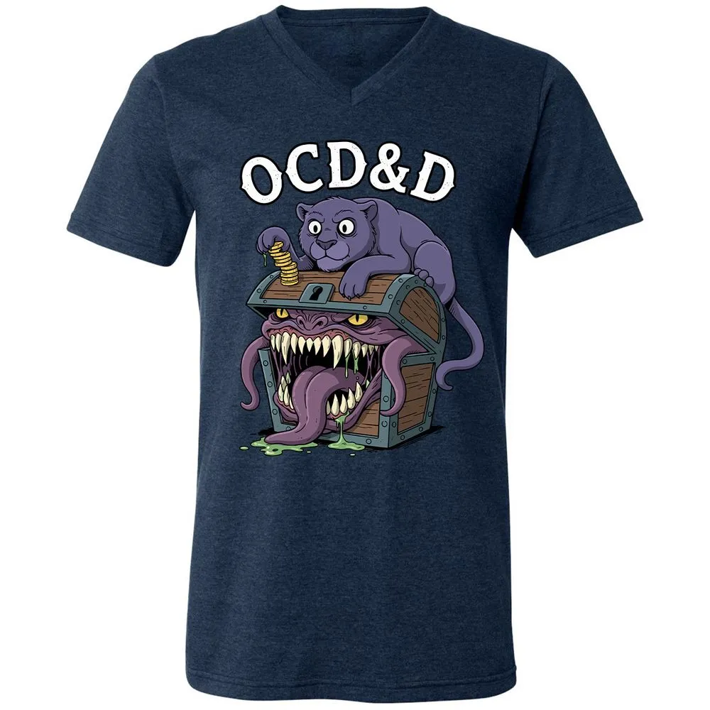OCD&D Unisex V-Neck T-Shirt - Heather Navy - 15