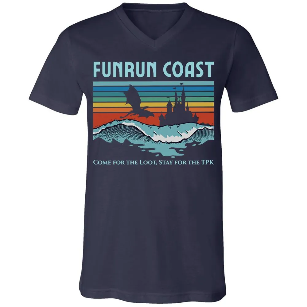 FUNRUN COAST Unisex V-Neck T-Shirt - Navy - 2