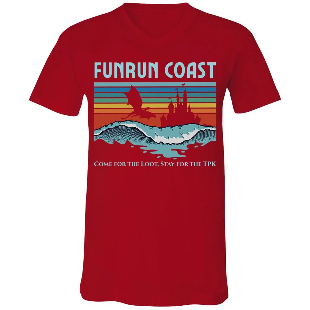 FUNRUN COAST Unisex V-Neck T-Shirt - Red - 3