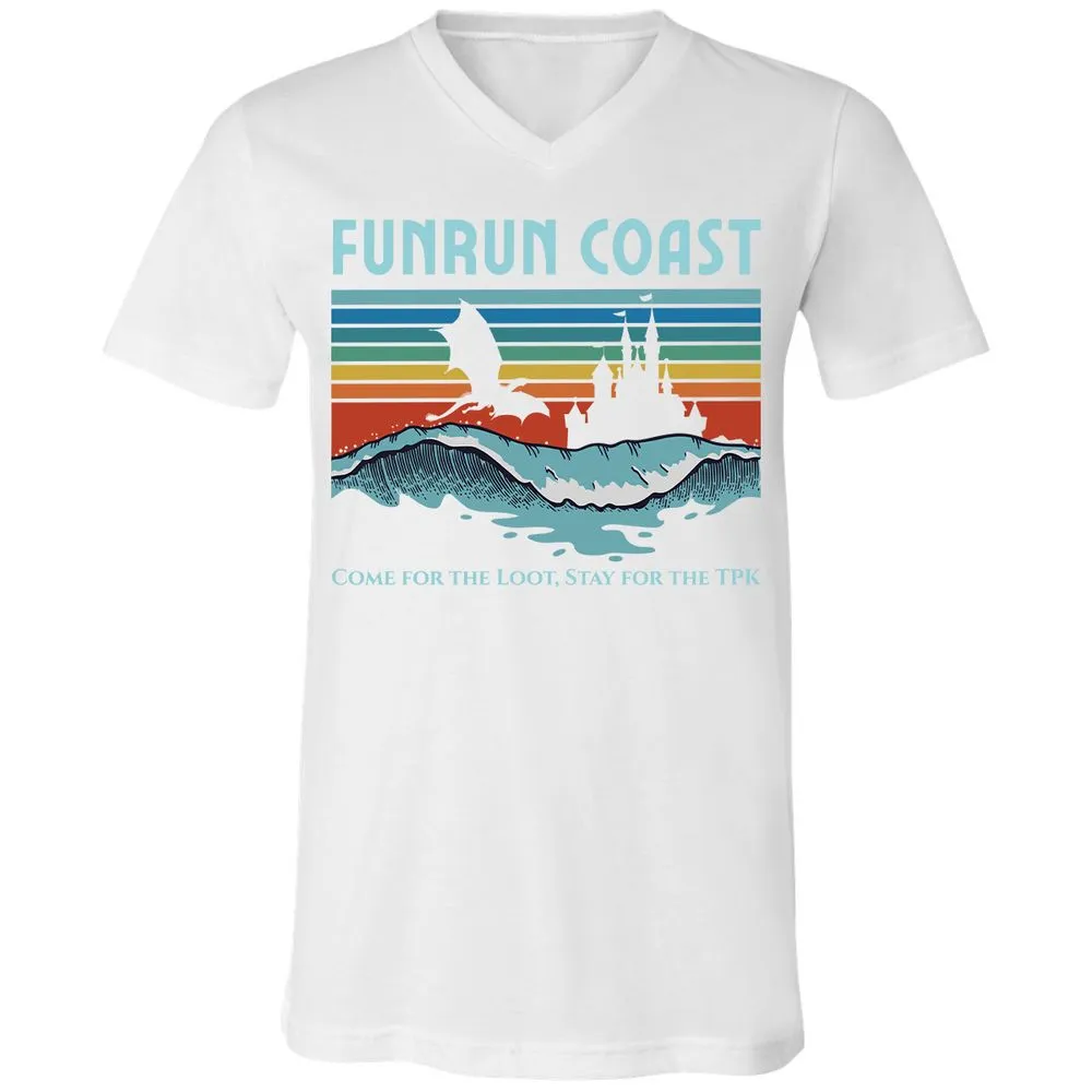FUNRUN COAST Unisex V-Neck T-Shirt - White - 5