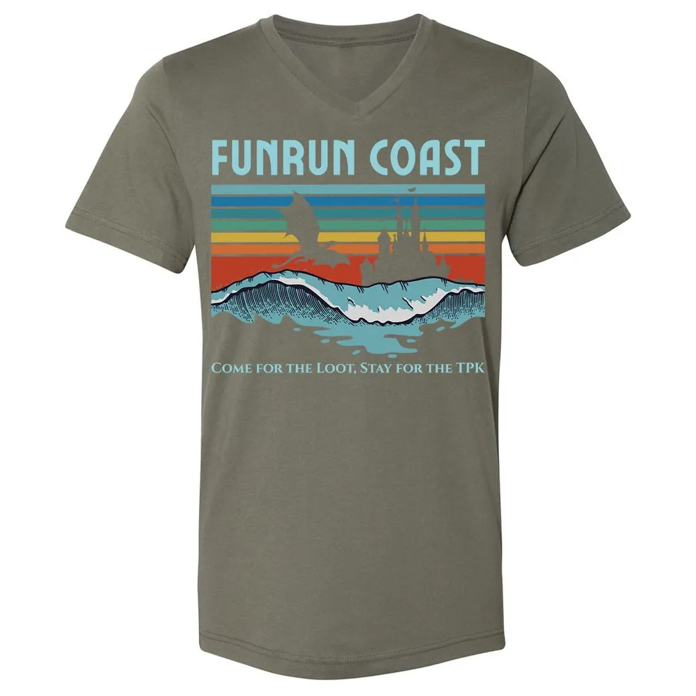FUNRUN COAST Unisex V-Neck T-Shirt - Military Green - 10
