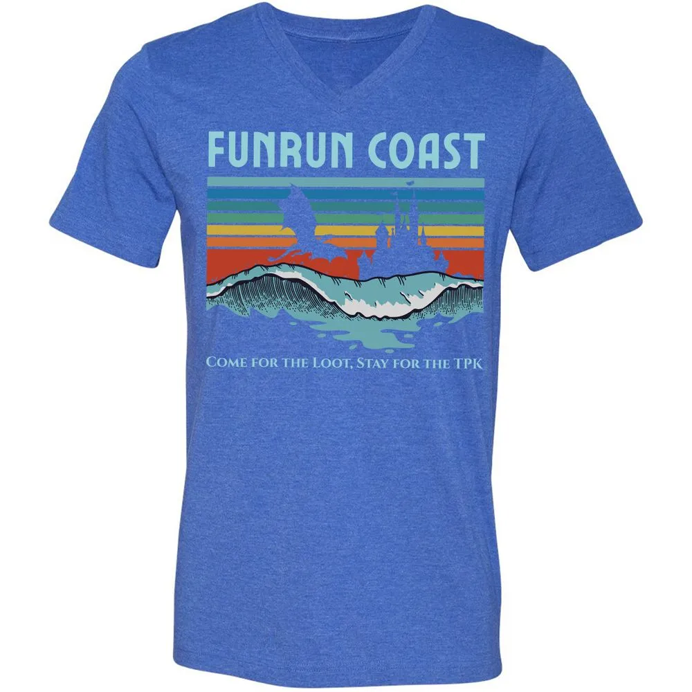 FUNRUN COAST Unisex V-Neck T-Shirt - Heather True Royal - 14